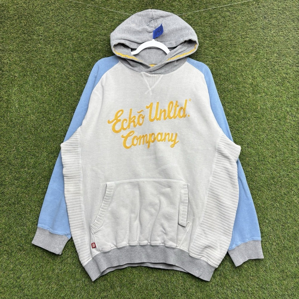 Ecko Unlimited Y2K Hoodie Mens XL Embroidered Chain Stitch Oversized 2000s 90s